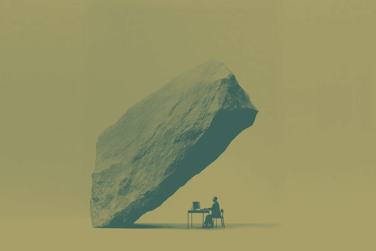 Senior leader sitting alone in office reflecting on career direction